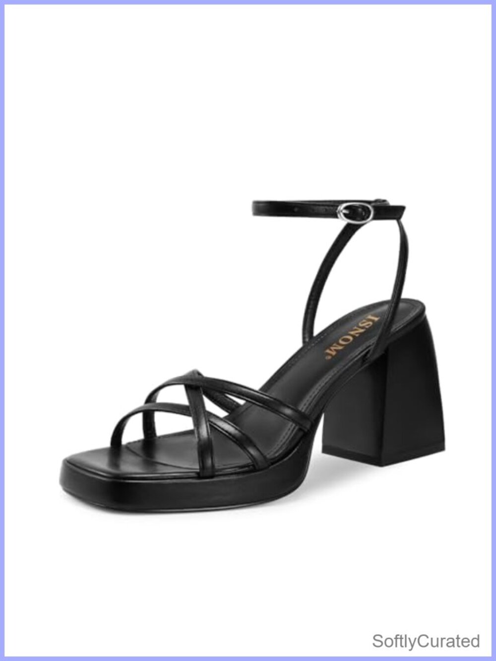 Platform Heels Block Chunky Strappy Ankle Strap Faux Leather Sandals